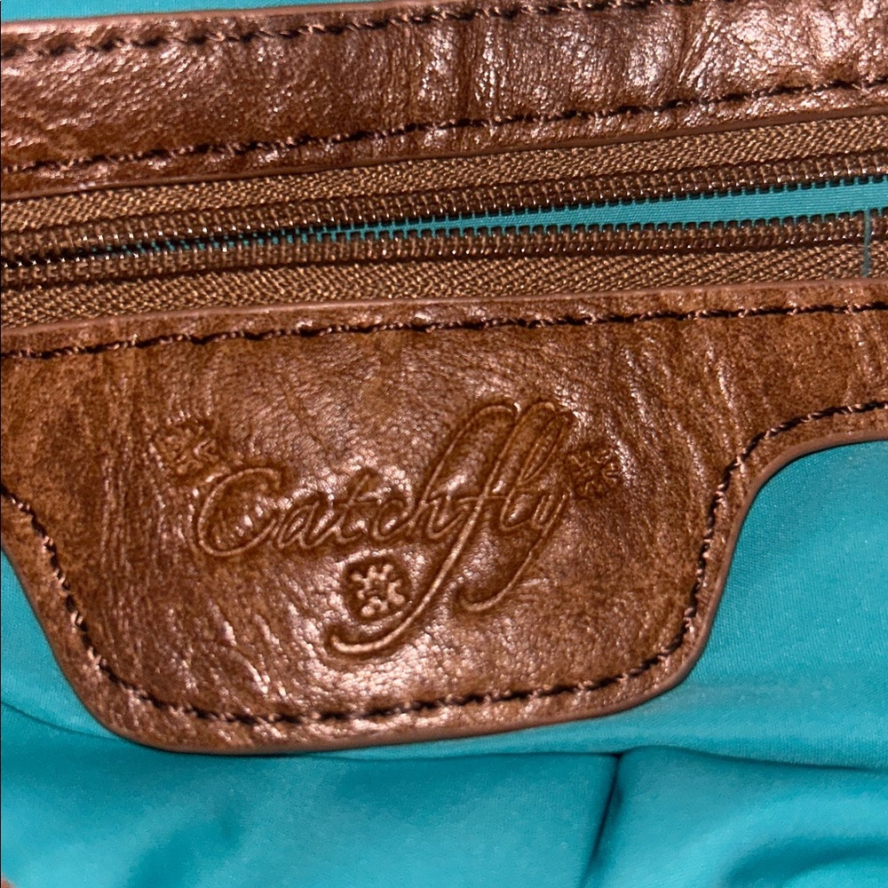 Brown Boho Embroidered Leather-Style Crossbody Bag - Picture 5 of 10